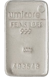 Zilverbaar umicore 500 gram