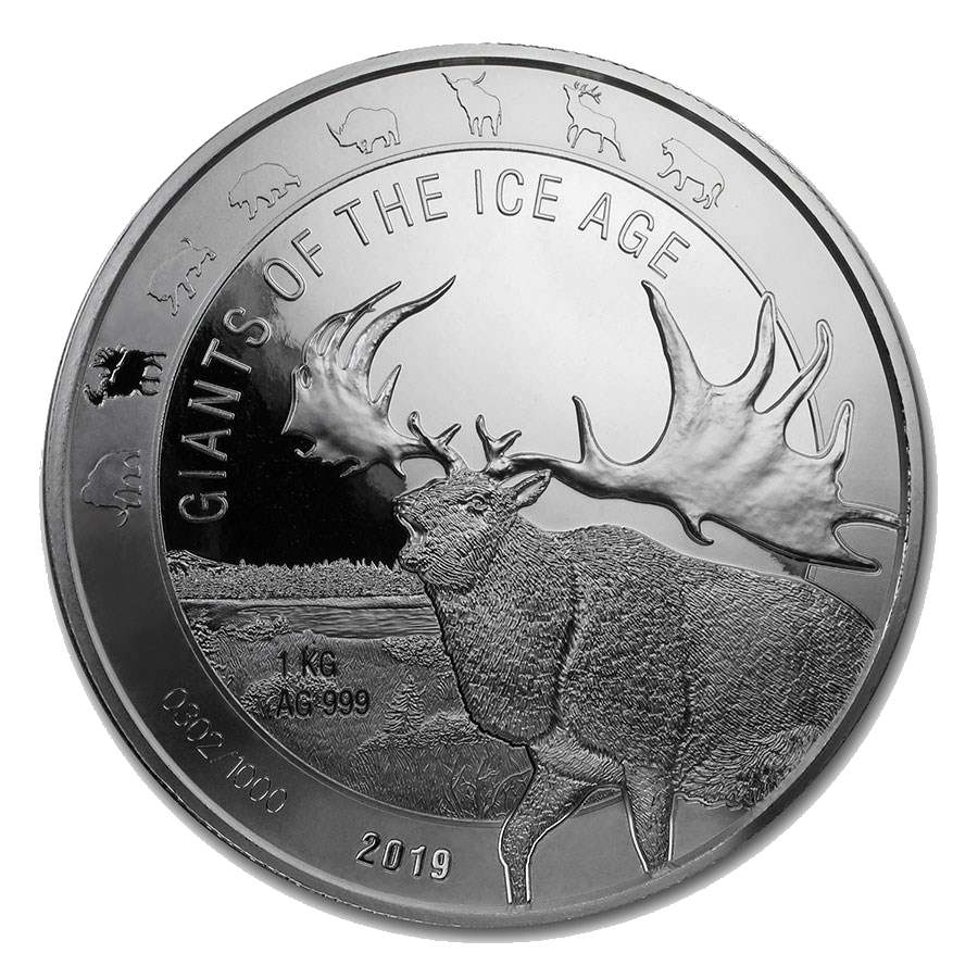 1 kilogram silver coin Giants of the Ice Age - Giant Deer 2019 1