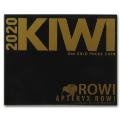 New Zealand Kiwi 1/4 toz 2020 PROOF gouden munt certificaat